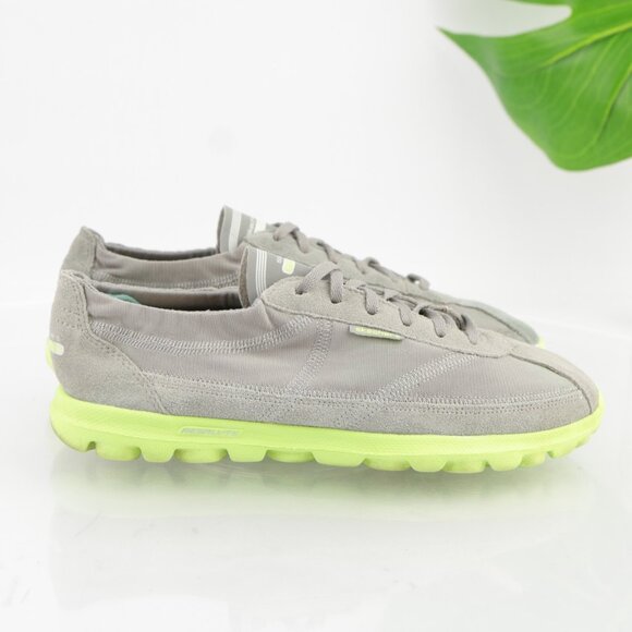 Skechers Womens Go Walk Running Shoe Size 6  Gray Neon Yellow Sneaker Trainers - Picture 3 of 12